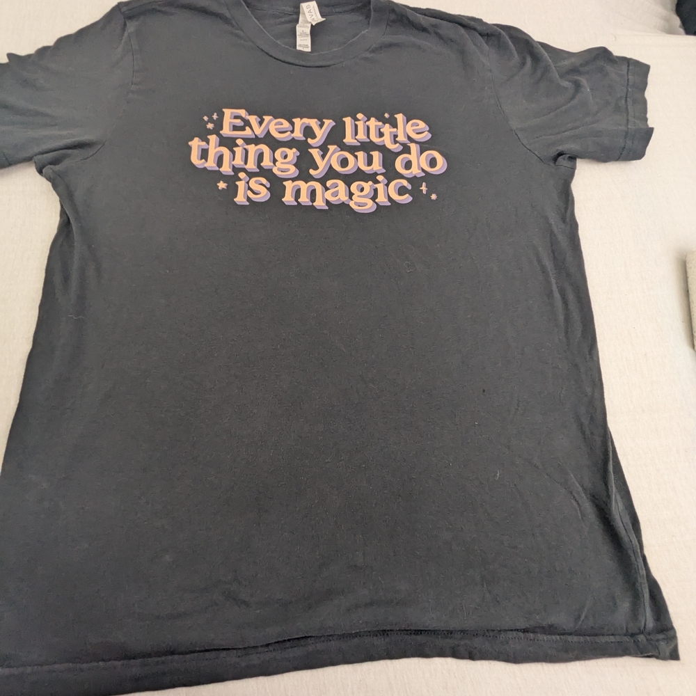 Every Little Thing You Do Is Magic Grey T-shirt With Salmon Lettering Large